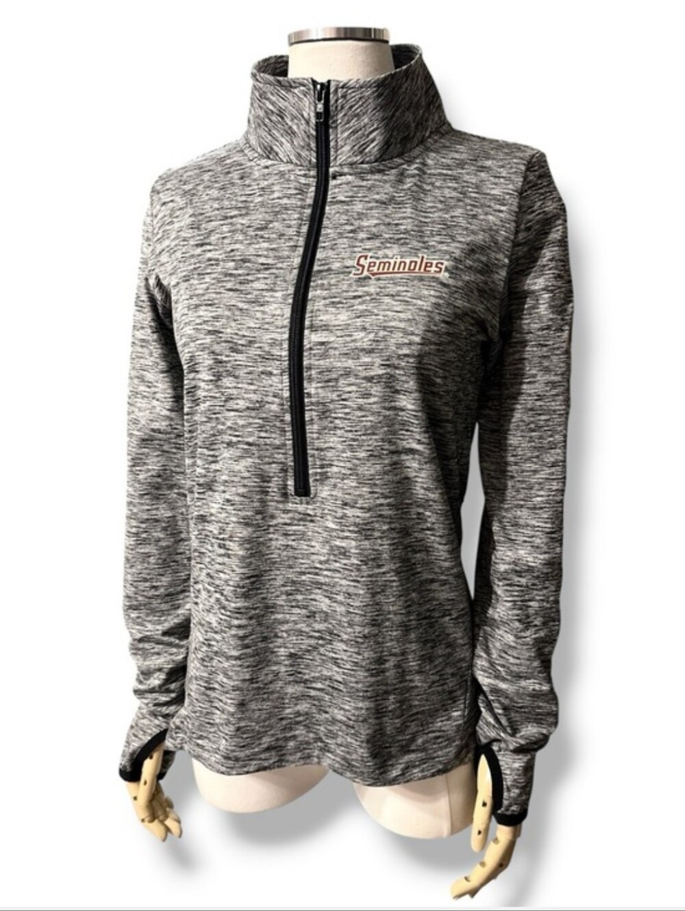 PINK VS x 5th & OCEAN Heather Grey Half Zip Mock Neck Pullover FSU Seminoles
